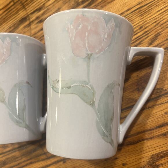 TWO Portmeirion Seasons FLOWERS By Susan Williams-Ellis Blue Mugs 4.5" TALL EXC! - Picture 2 of 7